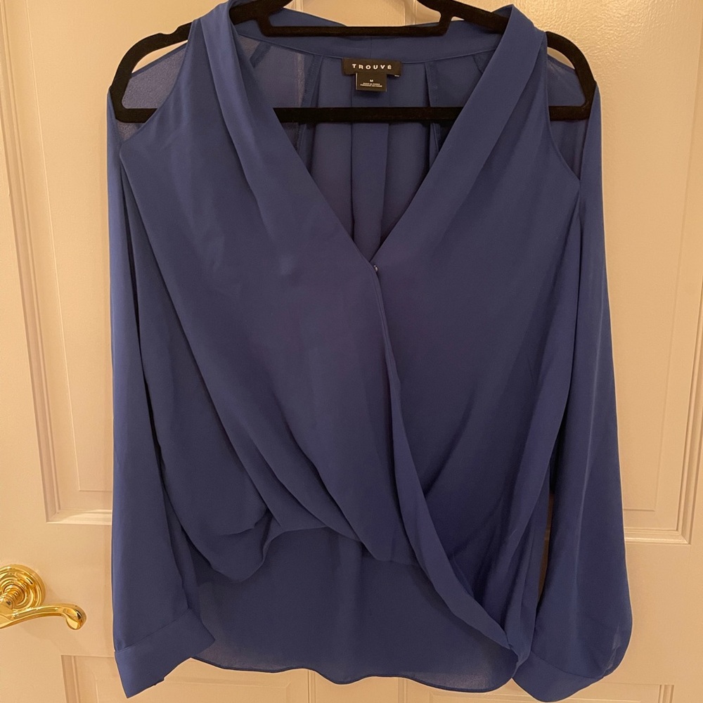 Trouvé Cutout Surplice Blouse in Royal Blue